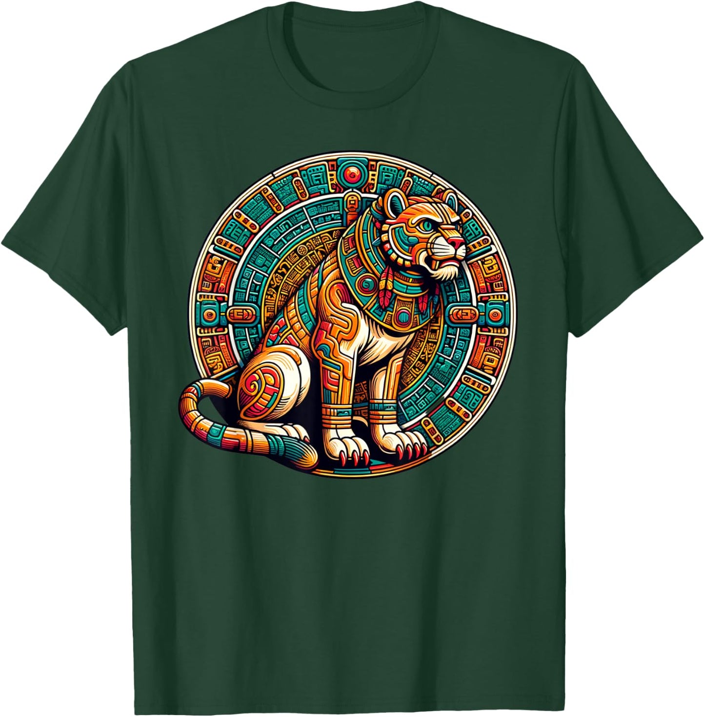 Azteca Lion and Mayan Indigenous Aztec Lions Art T-Shirt - T-Shirt | Forest