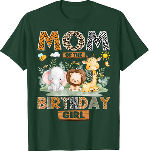 Mom of The Birthday Girl Safari Jungle Wild Animals T-Shirt - T-Shirt | Forest