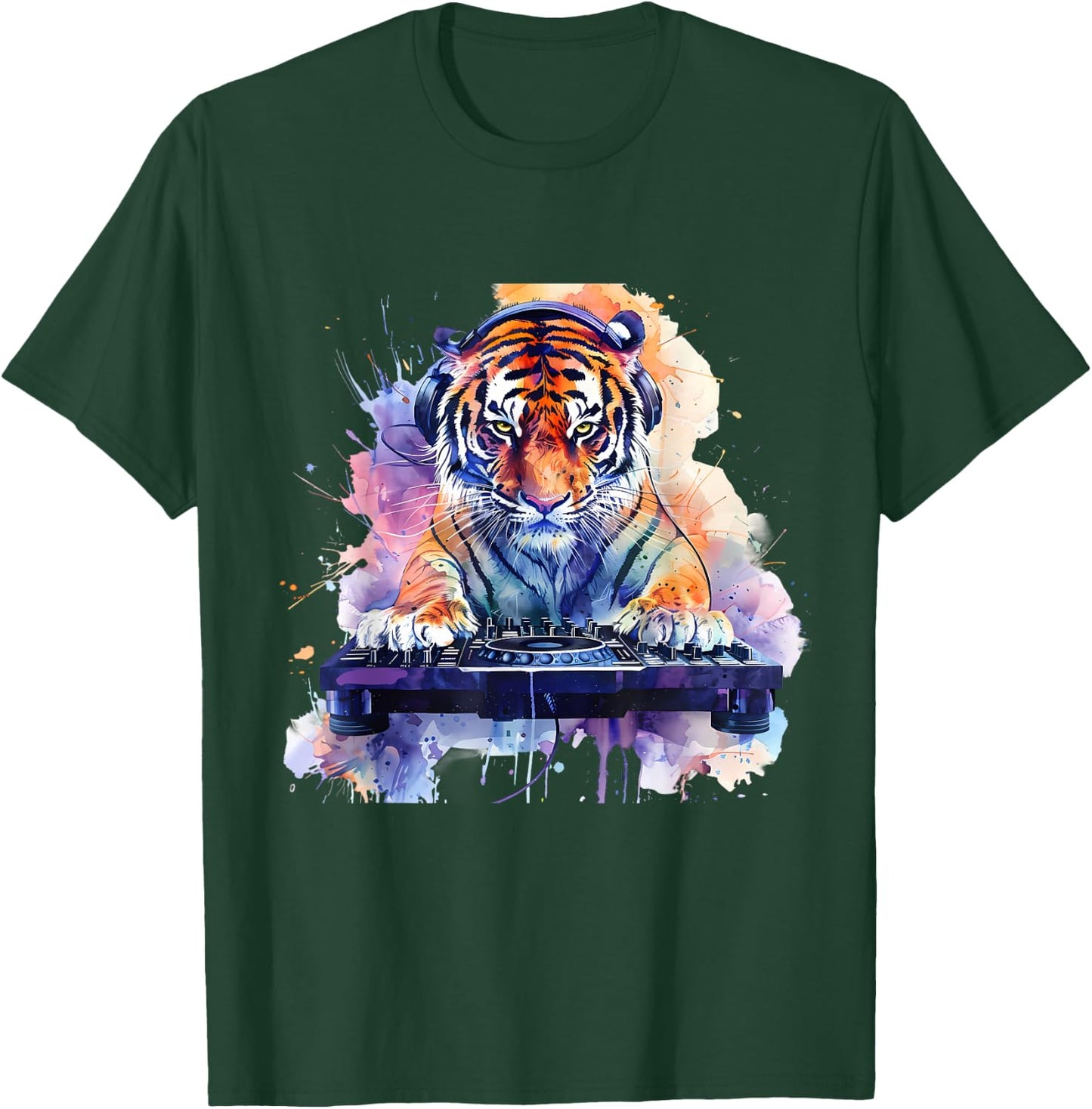 DJ Tiger Turntable DJ Tiger Dance Music Dance Club House T-Shirt - T-Shirt | Forest