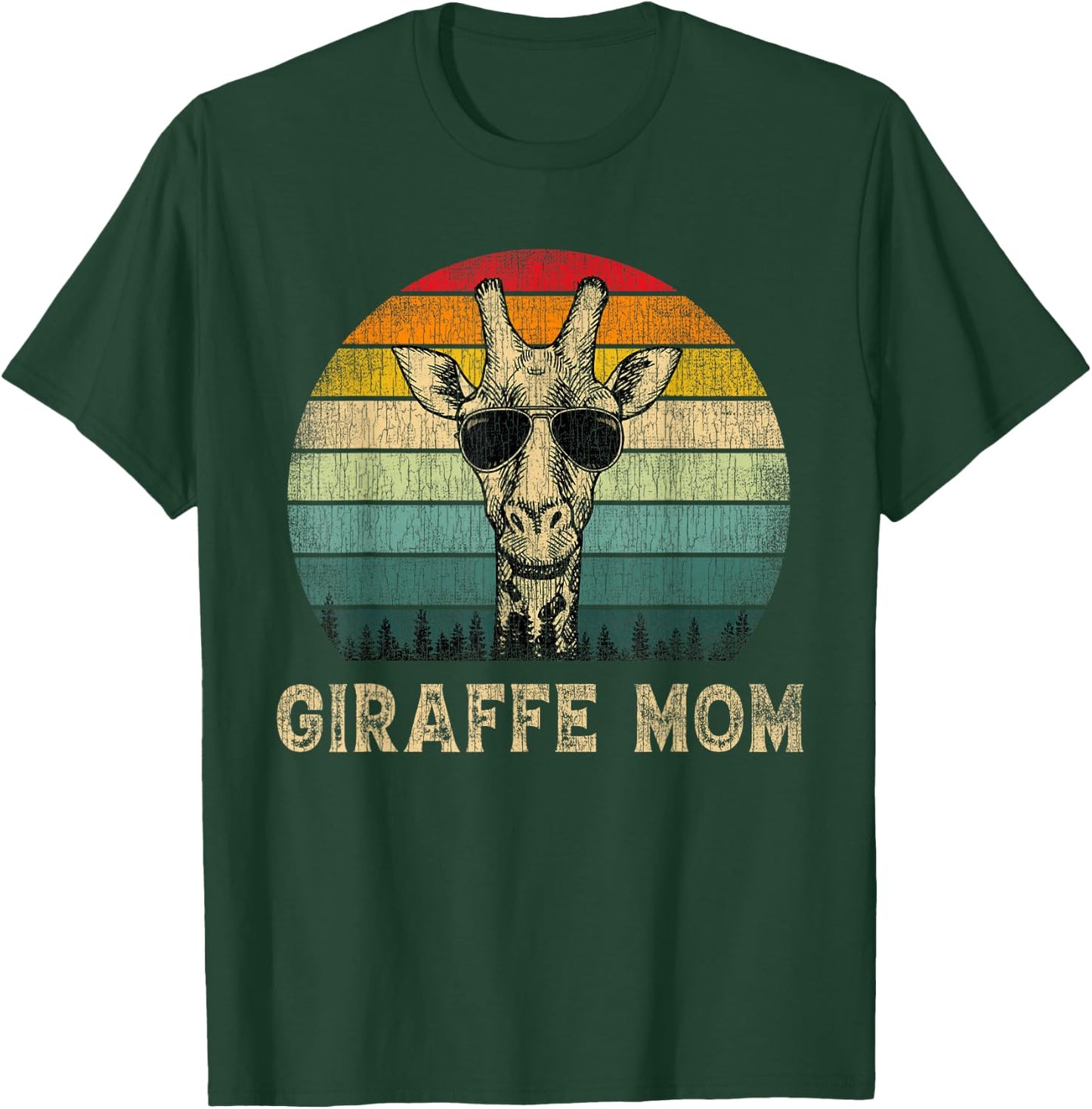 Vintage Giraffe Mom Giraffe Lovers Mommy Mother's Day T-Shirt - T-Shirt | Forest