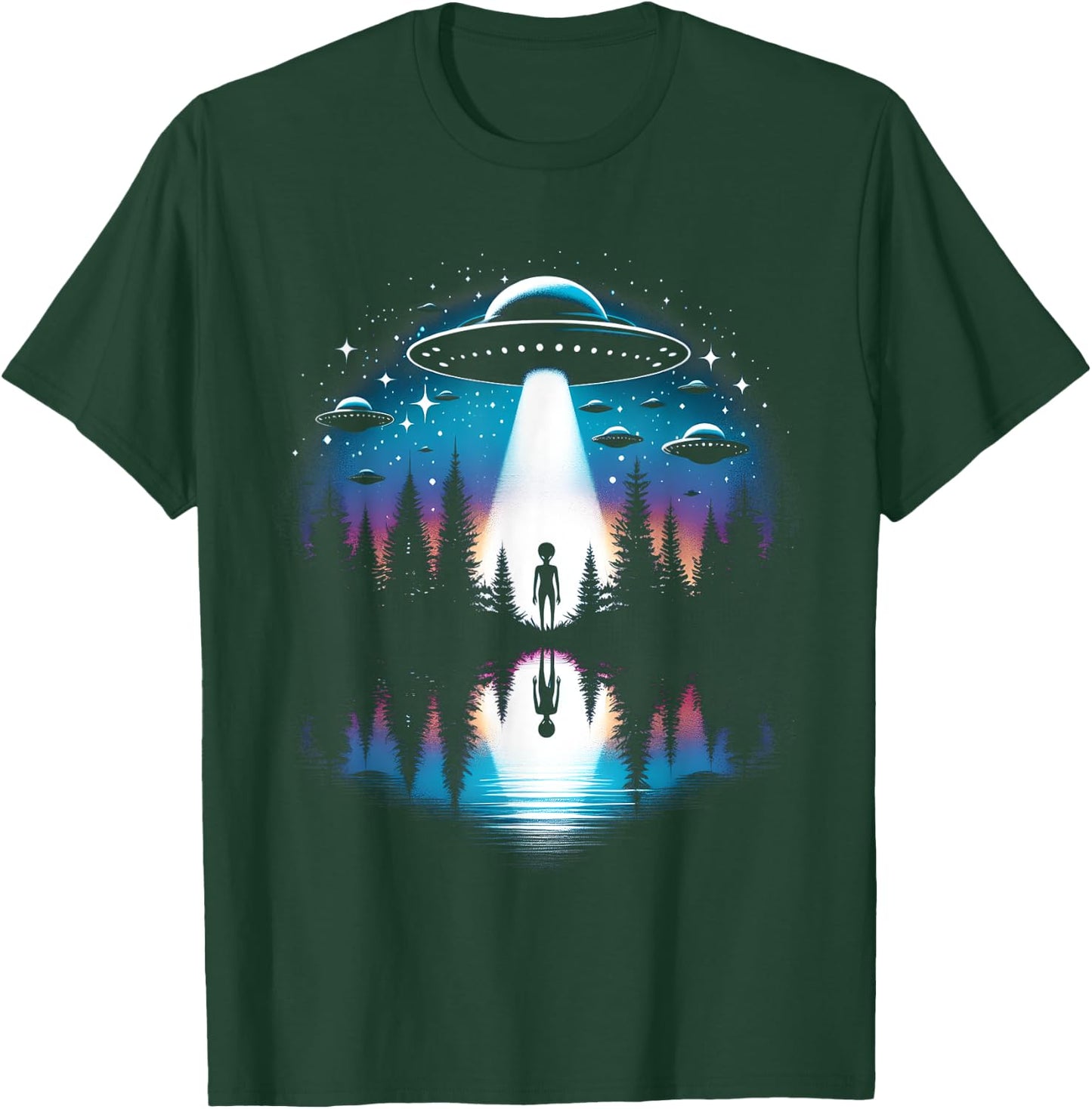 UFO Abduction Aliens Lover Extraterrestrial UFO Day Lover T-Shirt - T-Shirt | Forest