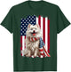 American Eskimo Dog American Flag 4th Of July Eskimo Lovers Women Kids Men T-Shirt - T-Shirt | Forest