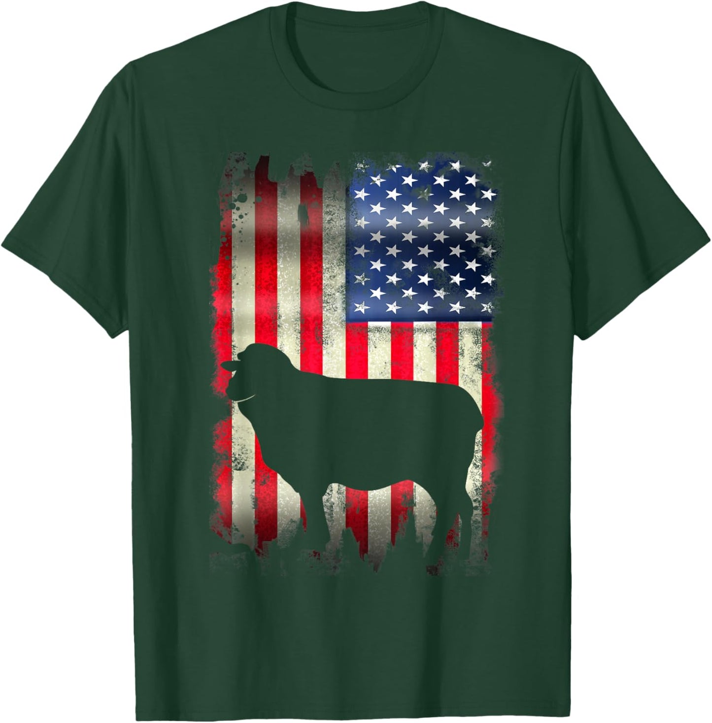 USA Sheep Vintage American Flag Funny Animal T Shirt T-Shirt - T-Shirt | Forest