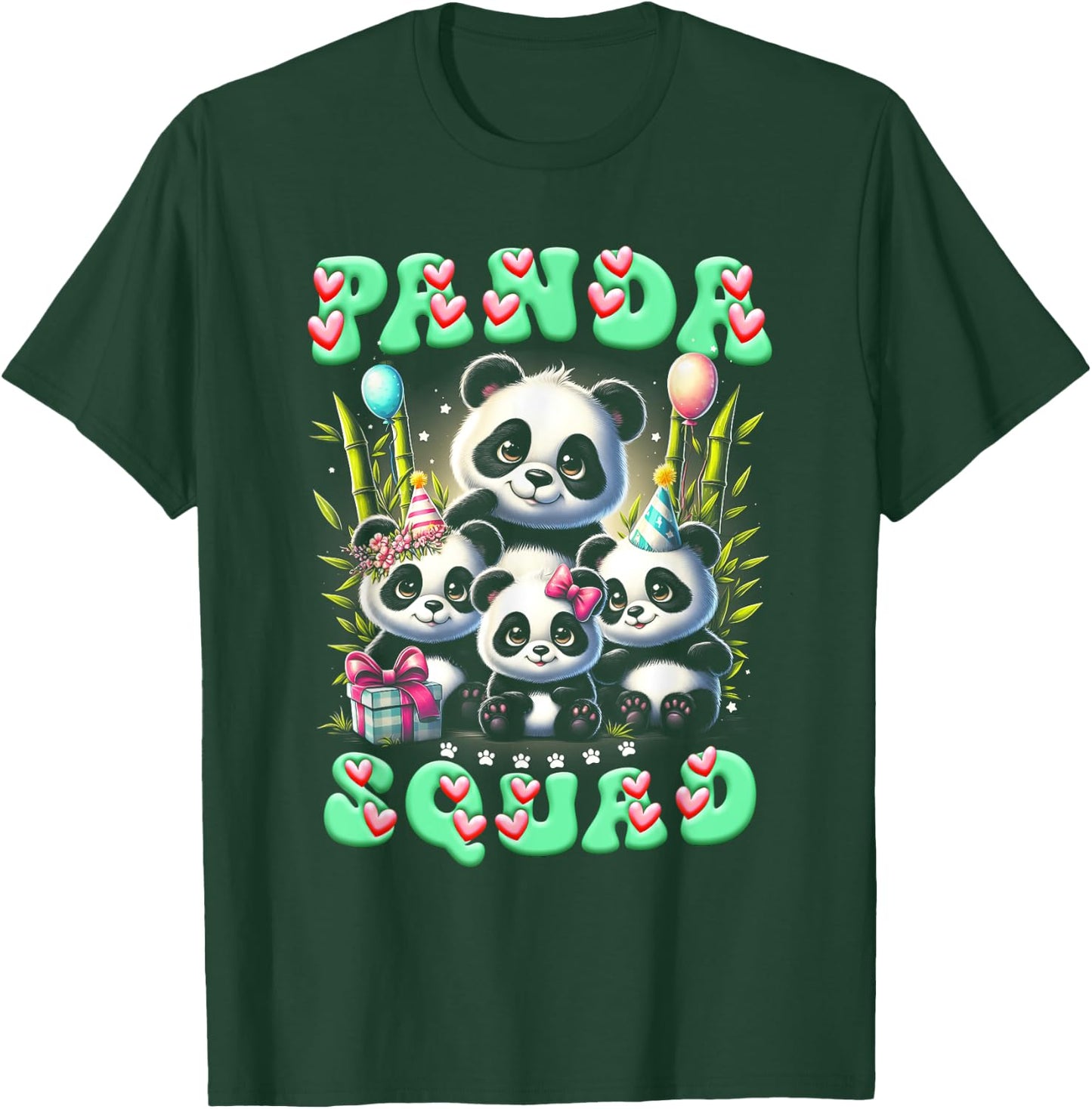Panda Family Birthday Panda Squad Wildlife Animal Cute T-Shirt - T-Shirt | Forest
