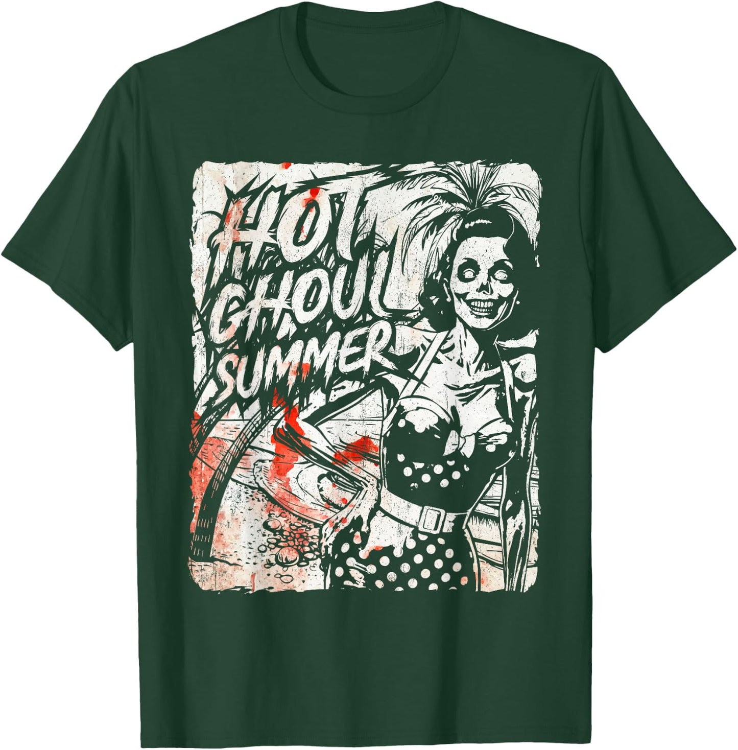 Vintage Hot Ghoul Summer Vibes Halloween Beach Lover Spooky T-Shirt - T-Shirt | Forest