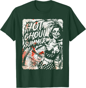 Vintage Hot Ghoul Summer Vibes Halloween Beach Lover Spooky T-Shirt - T-Shirt | Forest