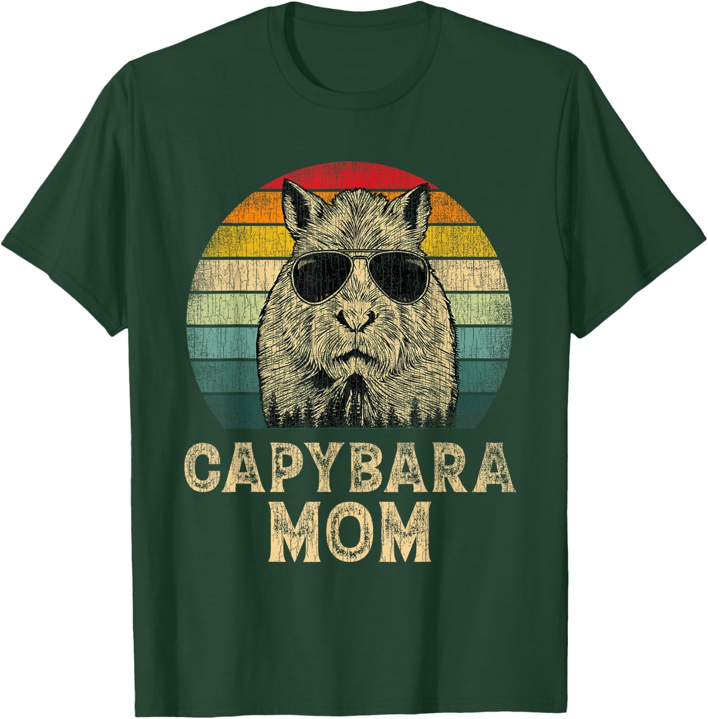 Vintage Capybara Mom Capybara Lovers Mommy Mother's Day T-Shirt - T-Shirt | Forest