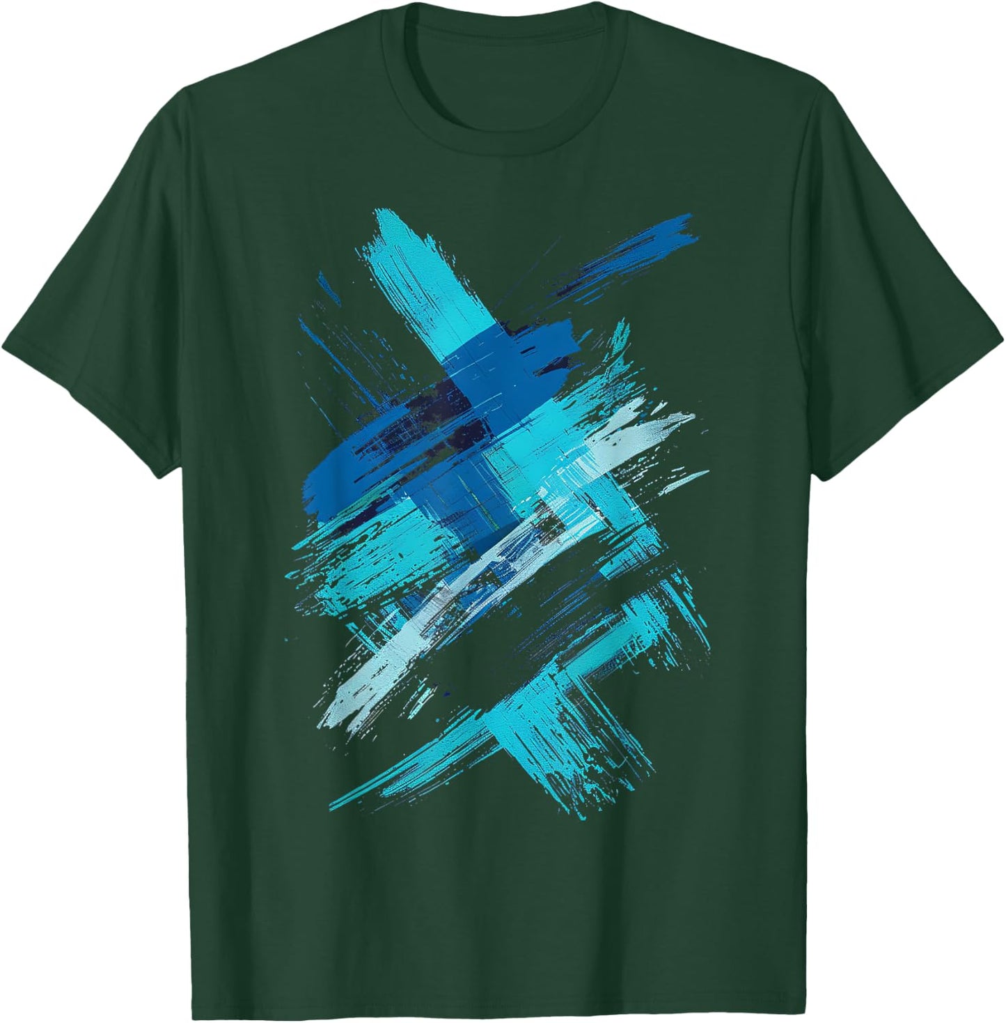 LumaThread Turquoise And Black Brushstroke Graphic , Small T-Shirt - T-Shirt | Forest
