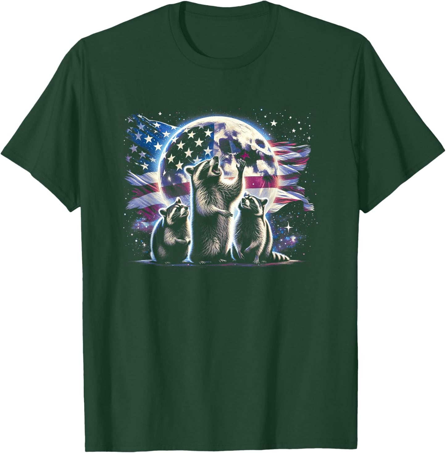 3 Racoon Moon Howling Raccoon Head , Women, Kid T-Shirt - T-Shirt | Forest