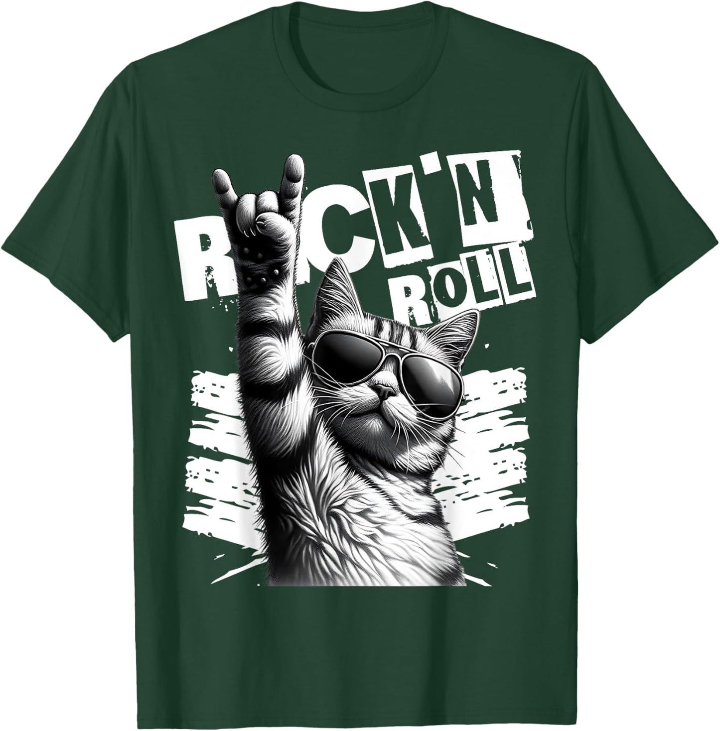Funny Music Festival Rock cat Rock N Roll T-Shirt - T-Shirt | Forest