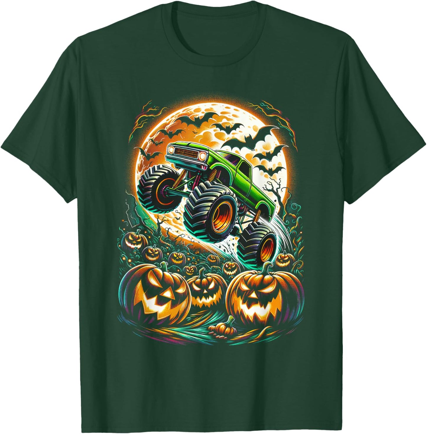Halloween Monster Truck Jack O Lantern Boy Trick Treat T-Shirt - T-Shirt | Forest