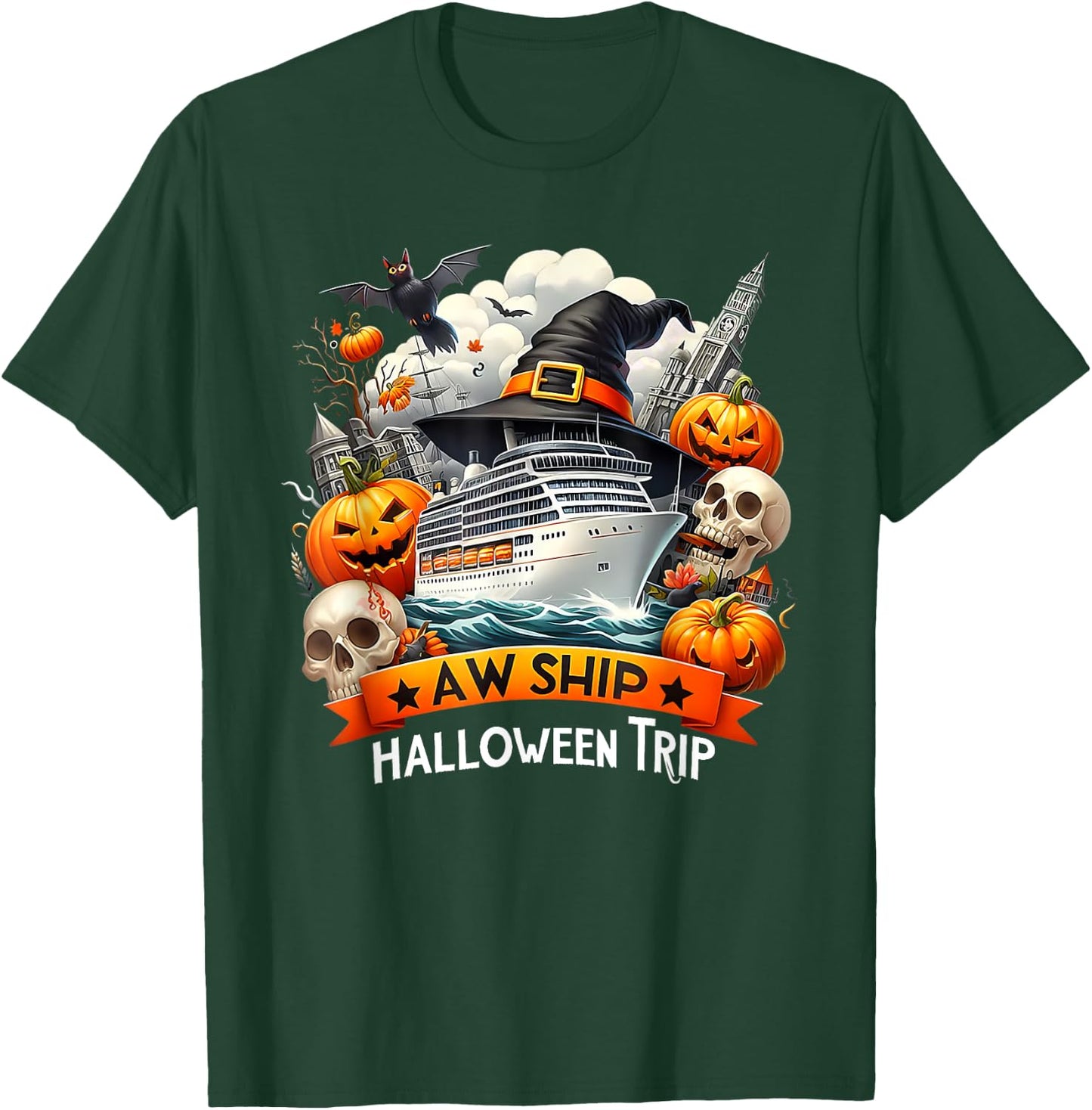 Aw Ship Halloween Trip Family Cruising Crew Cruise Squad T-Shirt - T-Shirt | Forest