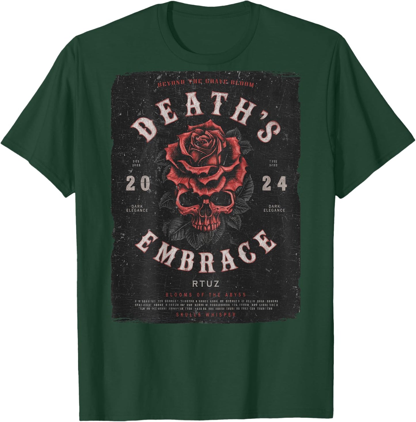 Urban Hip Hop Vintage Hipster Y2K Back Print Streetwear Rose T-Shirt - T-Shirt | Forest