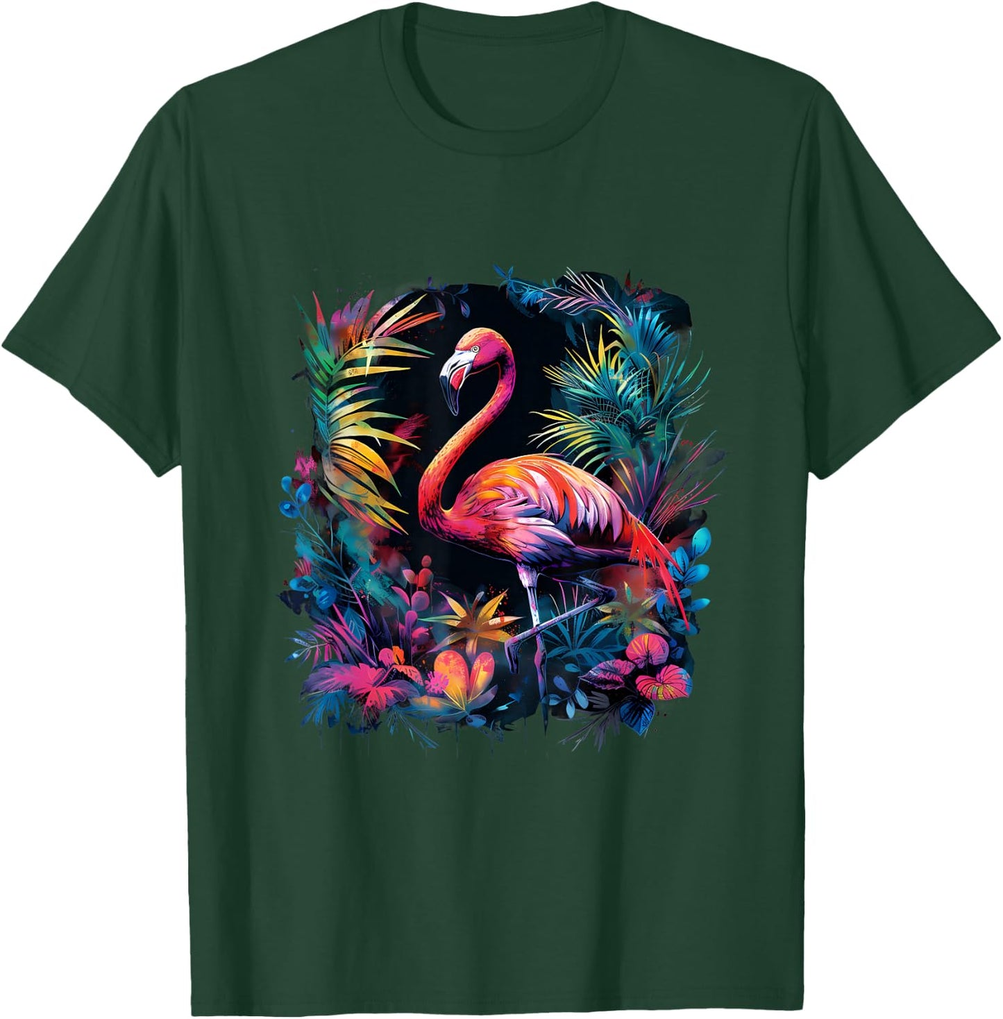 Flamingo Colourful Artwork Nature Flamingo Lover Wildlife T-Shirt - T-Shirt | Forest