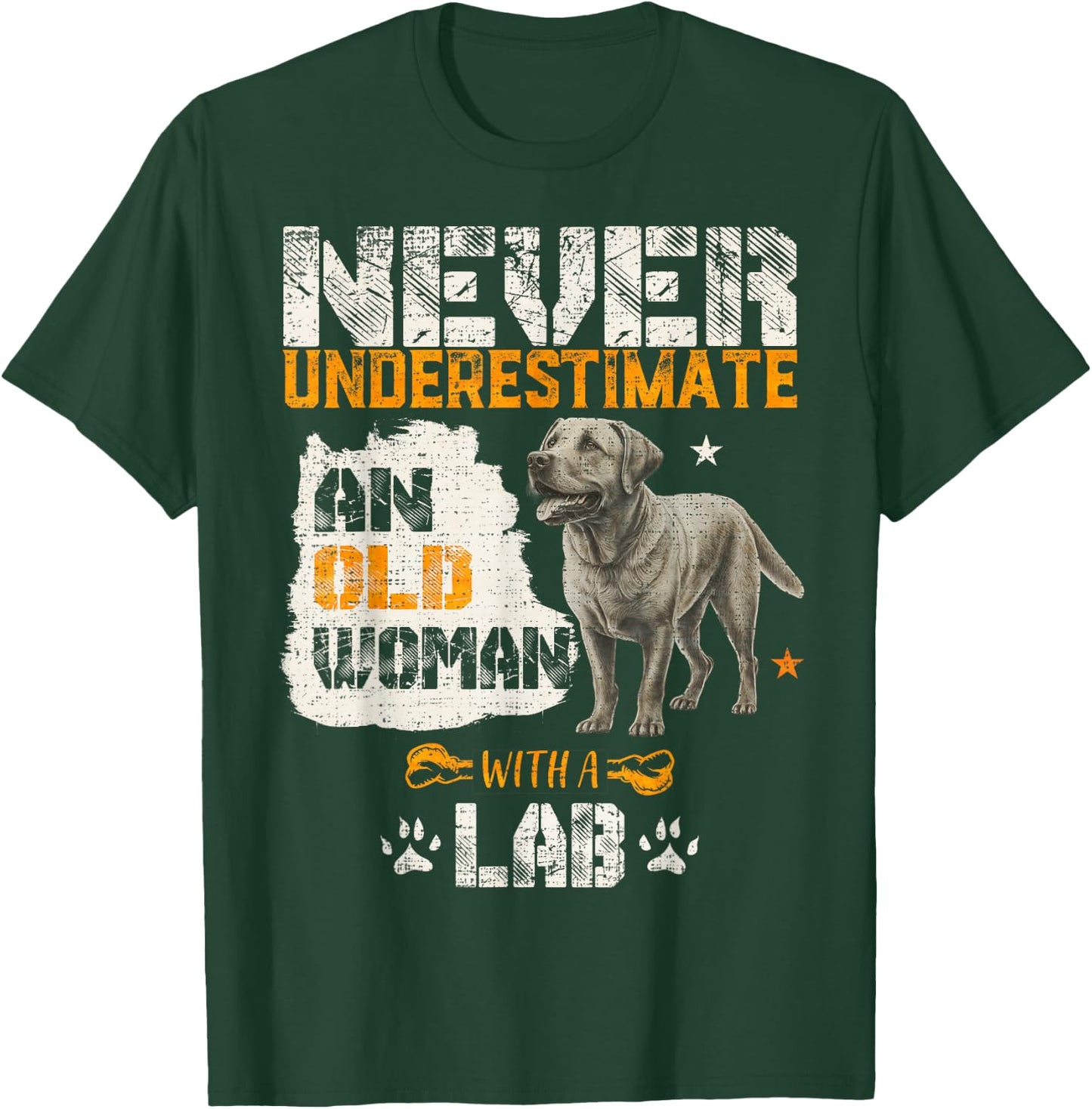 Never Underestimate An Old Woman With A Labrador, Lab Lover T-Shirt - T-Shirt | Forest