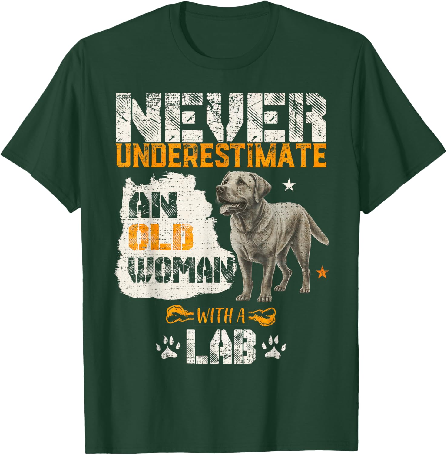 Never Underestimate An Old Woman With A Labrador, Lab Lover T-Shirt - T-Shirt | Forest