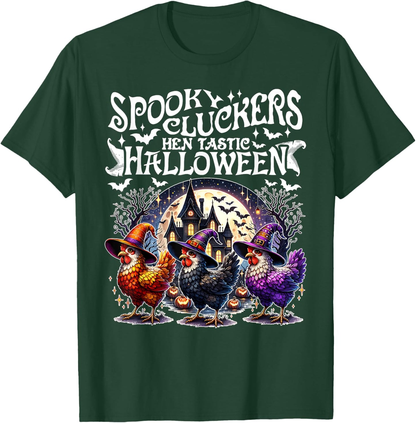 Spooky Cluckers Hen-tastic Halloween Chicken Costume Funny T-Shirt - T-Shirt | Forest