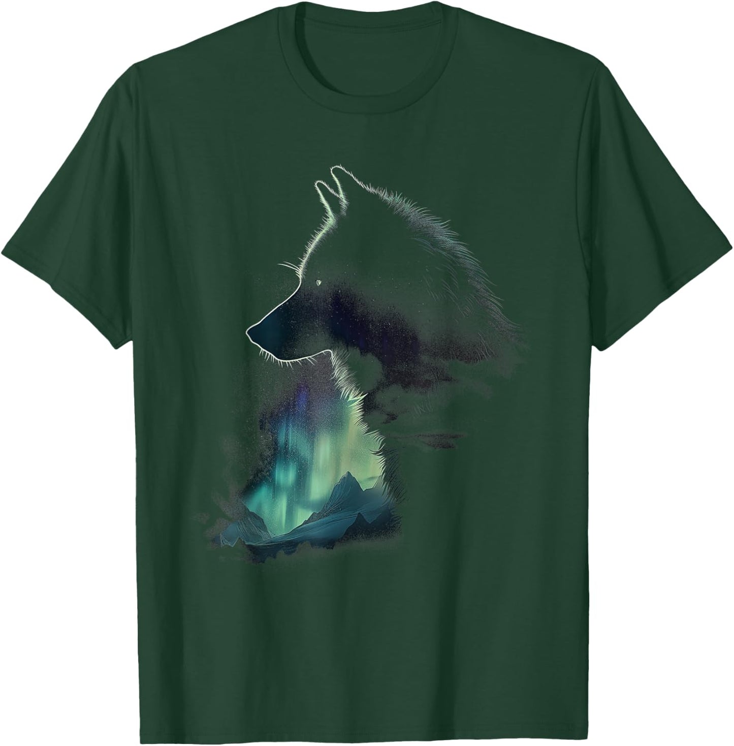 Wolf Northern Light Winter Arctic Nature Wolf Lover T-Shirt - T-Shirt | Forest
