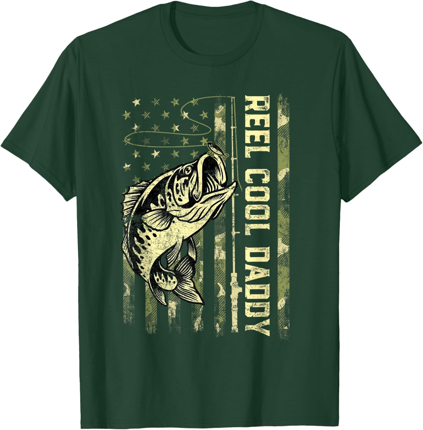 Reel Cool Daddy Fisherman Camouflage Father's Day T-Shirt - T-Shirt | Forest