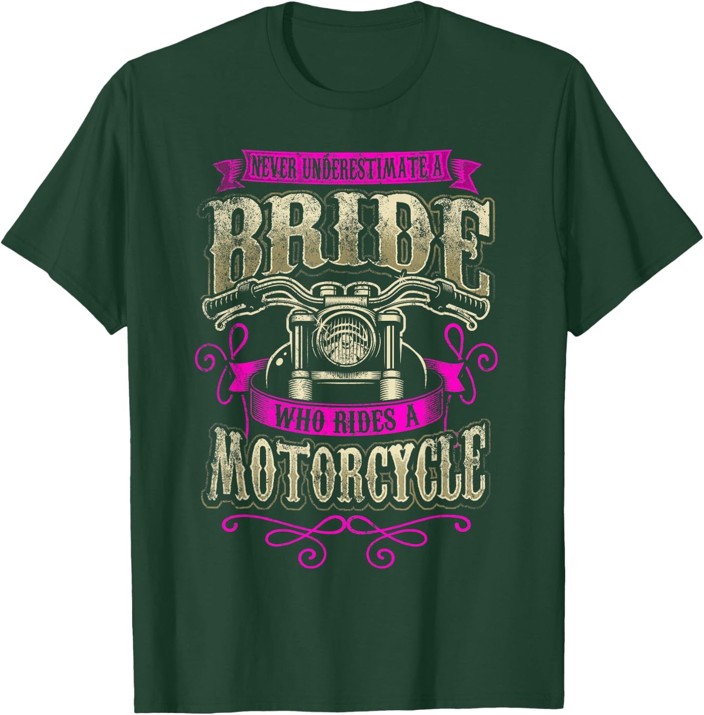 Bride Motorcycle Gift Women Biker Wedding Bachelorette Bride T-Shirt - T-Shirt | Forest