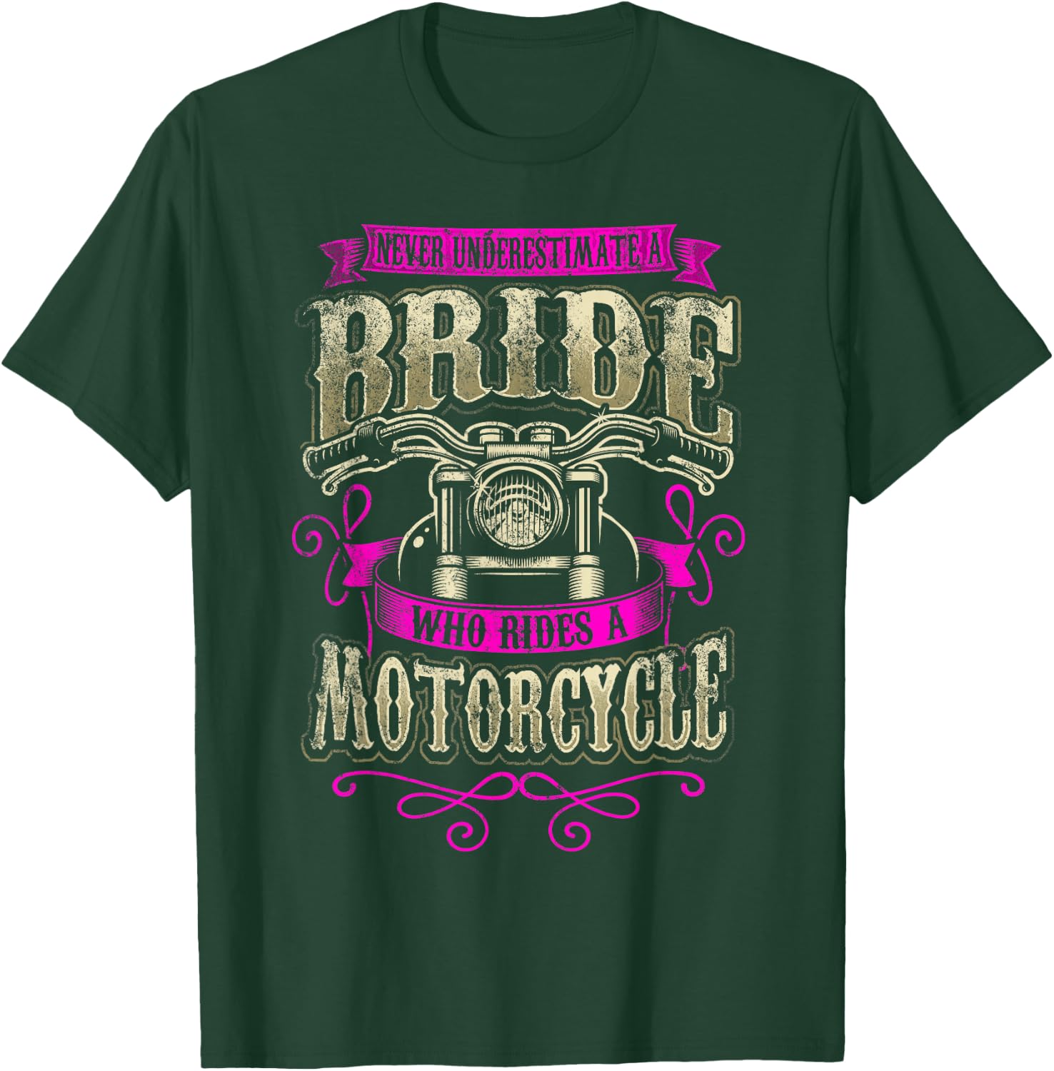 Bride Motorcycle Gift Women Biker Wedding Bachelorette Bride T-Shirt - T-Shirt | Forest
