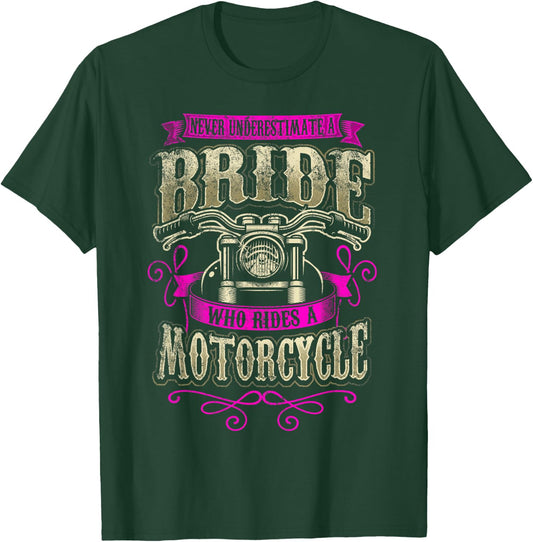Bride Motorcycle Gift Women Biker Wedding Bachelorette Bride T-Shirt - T-Shirt | Forest