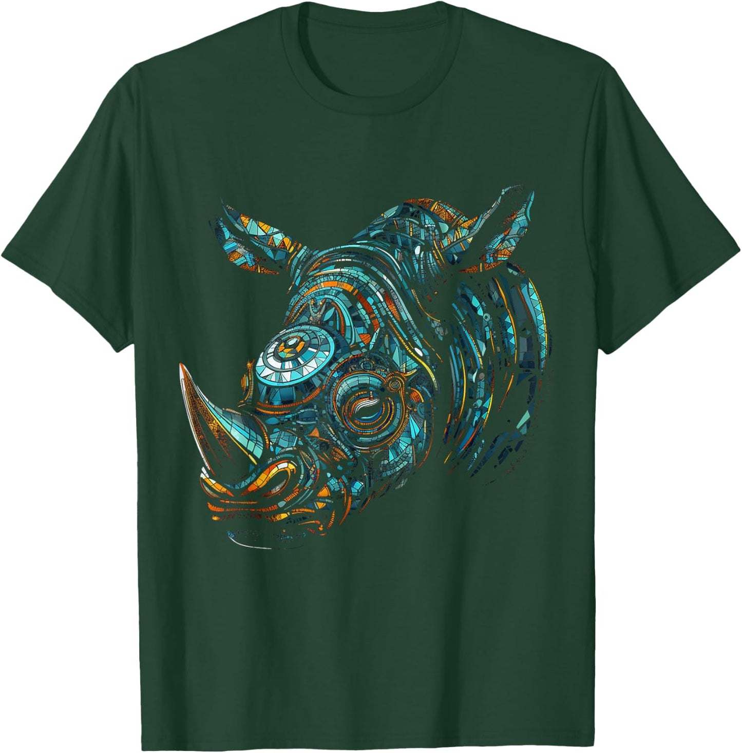 Rhino Zoo - Animal Art Mandala Rhino T-Shirt - T-Shirt | Forest