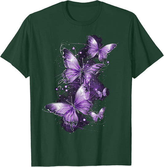 Butterfly Aesthetic Pink and Lila Butterflies Nature T-Shirt - T-Shirt | Forest