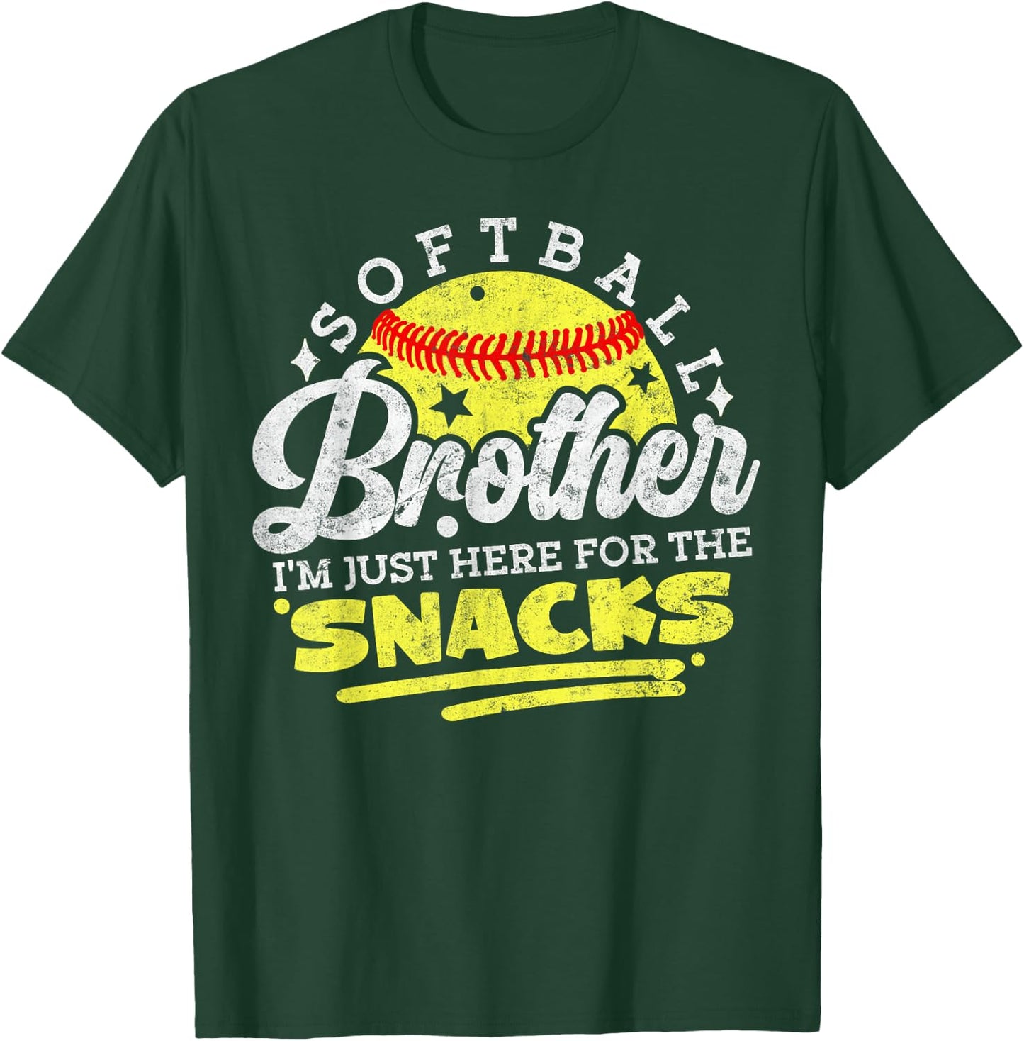 Softball Brother I'm Just Here for The Snacks Funny Retro T-Shirt - T-Shirt | Forest