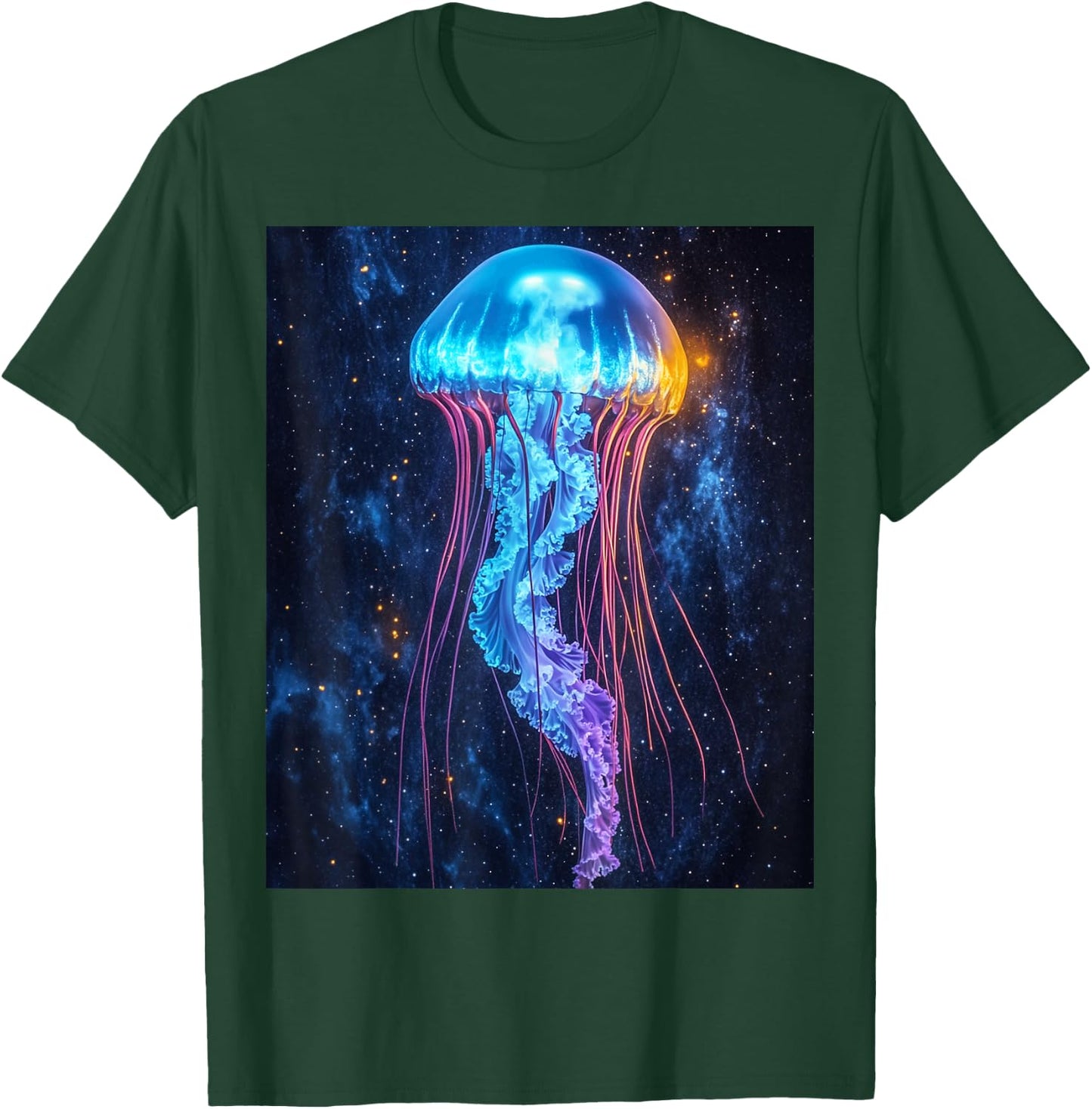 Cosmic Jellyfish Bioluminescent Art T-Shirt - T-Shirt | Forest