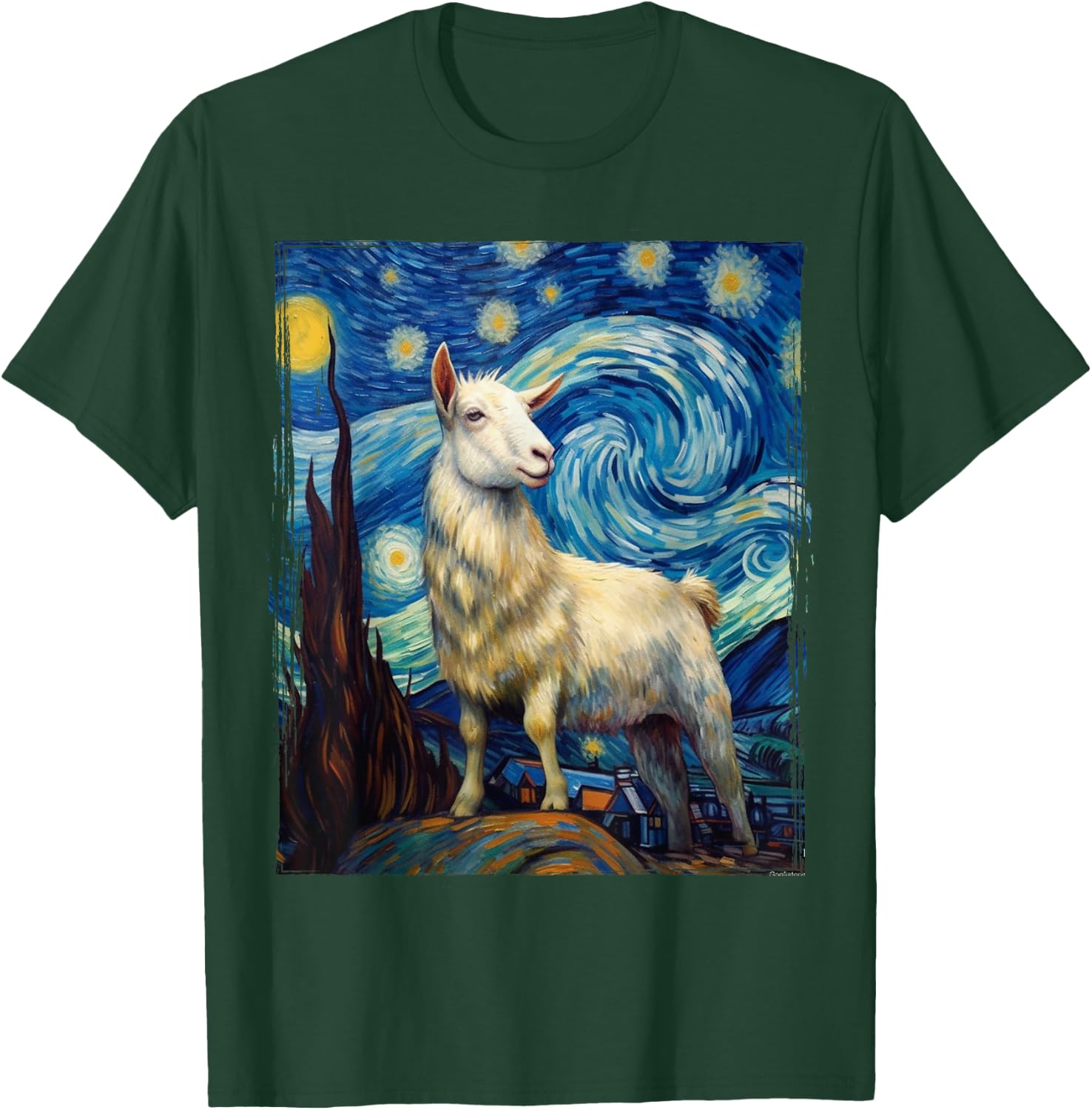 Mountain Goat art Van Gogh Mountain Goat T-Shirt - T-Shirt | Forest
