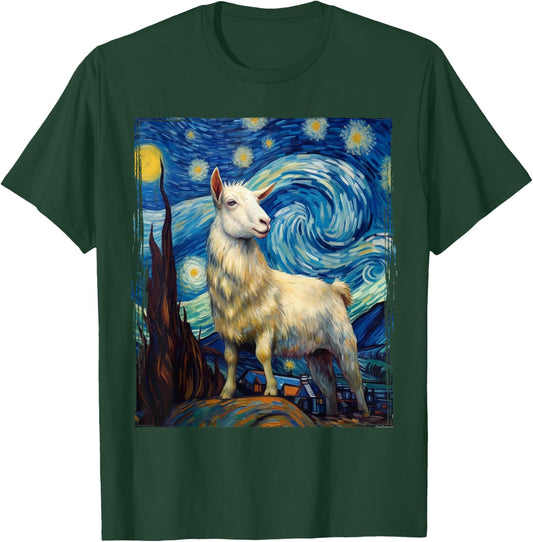 Mountain Goat art Van Gogh Mountain Goat T-Shirt - T-Shirt | Forest