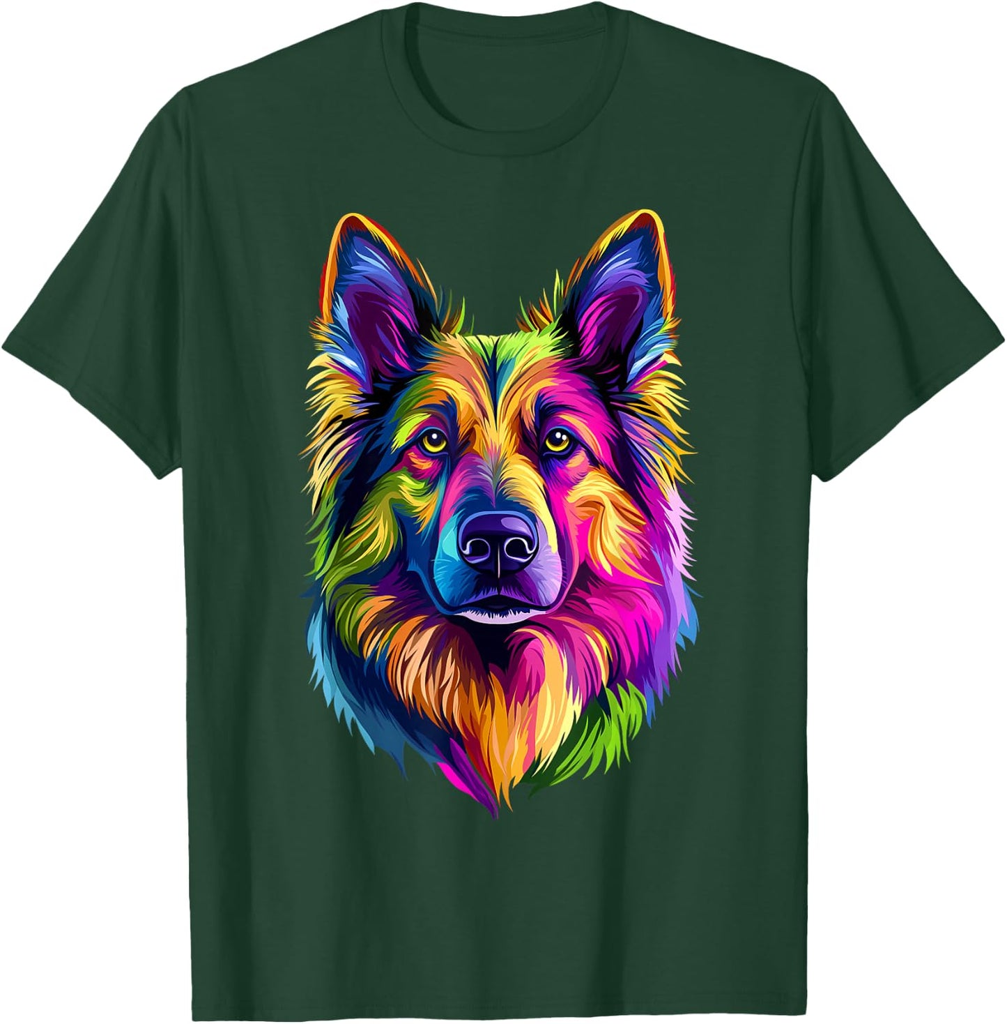 Colorful German Shepherd Face Cute GSD Lover Men Women Black T-Shirt - T-Shirt | Forest