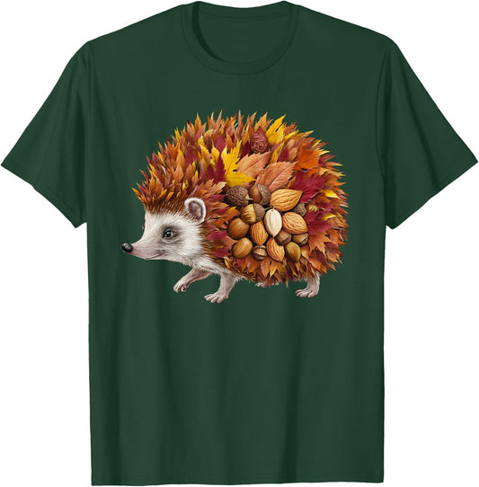 Hedgehog Fall Autumn Season Leaves Animal Nature Lover T-Shirt - T-Shirt | Forest