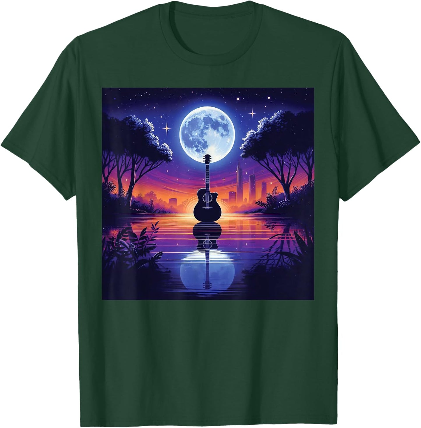 Guitar Lake Shadow Love Guitar Musician T-Shirt - T-Shirt | Forest