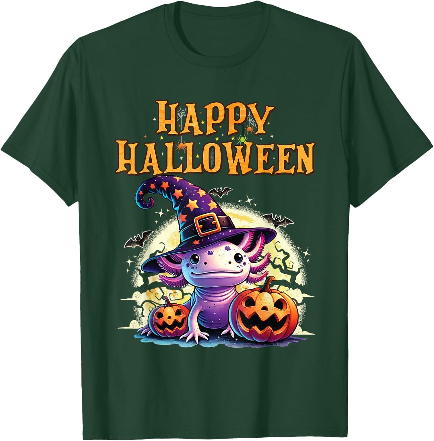 Sea Animal lovers Axolotl Witch Hat celebrating Halloween T-Shirt - T-Shirt | Forest