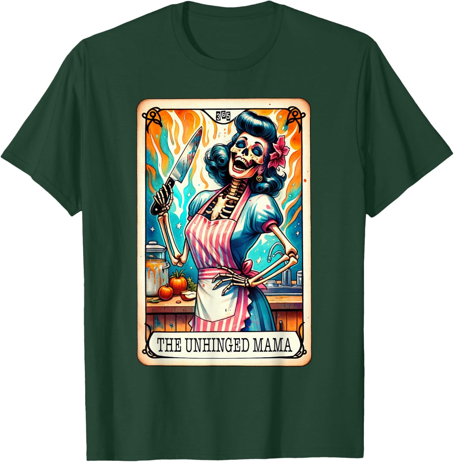 The Unhinged Mama Tarot Card Tired Mom Knife Kitchen Women T-Shirt - T-Shirt | Forest