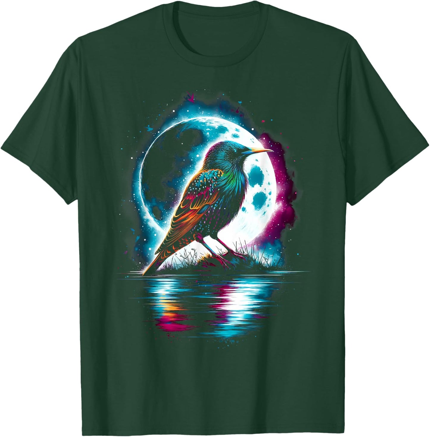 Colorful Starling Bird Spirit Animal Cool Illustration T-Shirt - T-Shirt | Forest