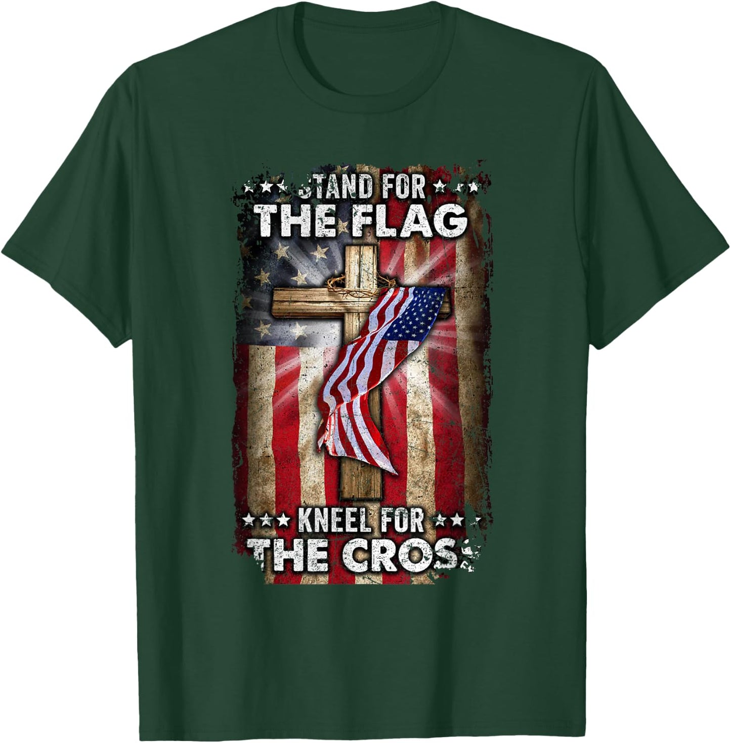 USA Flag Religious Quote 4th of July Christian Faith T-Shirt - T-Shirt | Forest