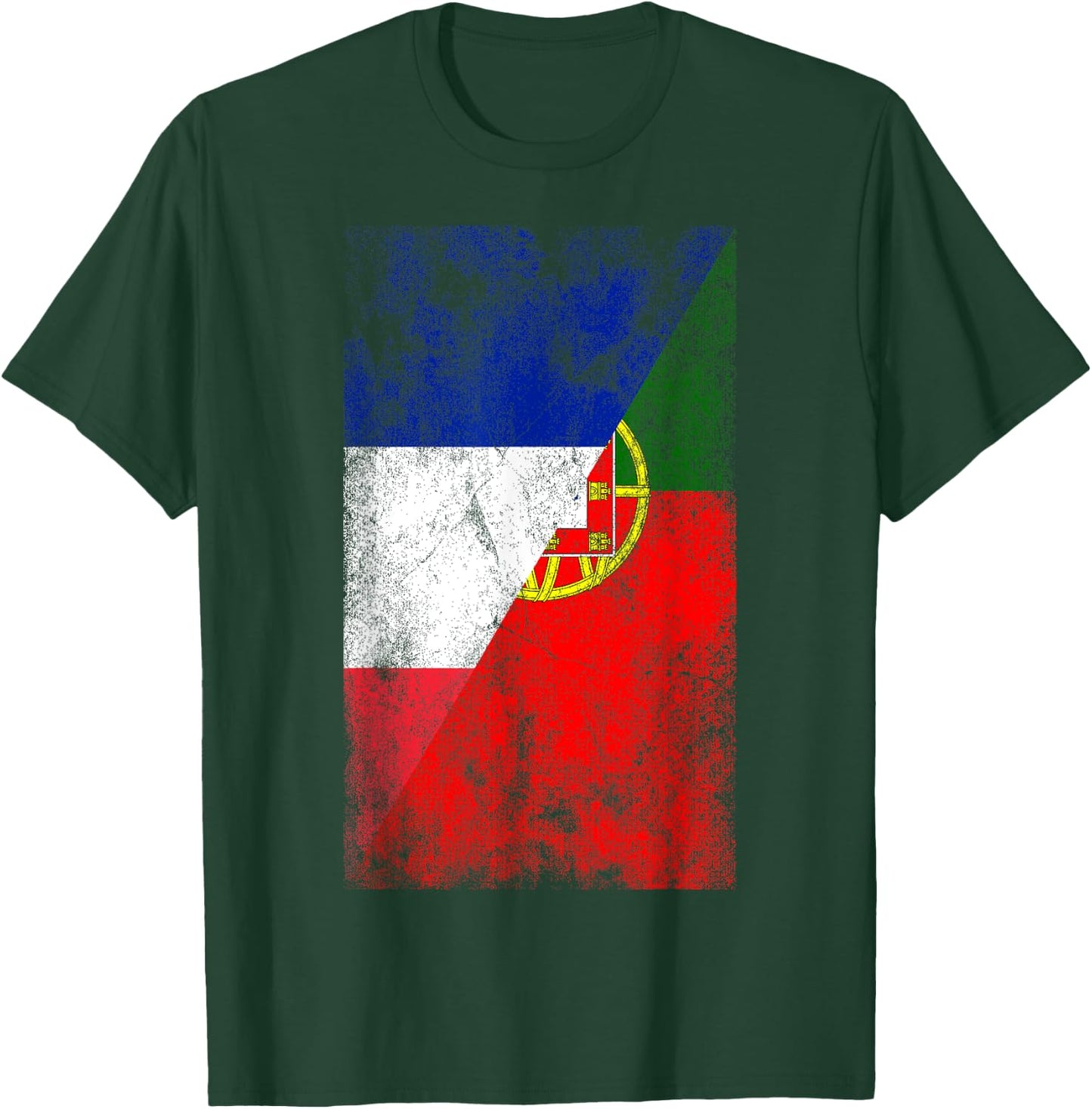 France & Portugal Flags - French Portuguese T-Shirt - T-Shirt | Forest