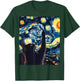 Cute Cat Van Gogh Style Starry Night Art T-Shirt - T-Shirt | Forest