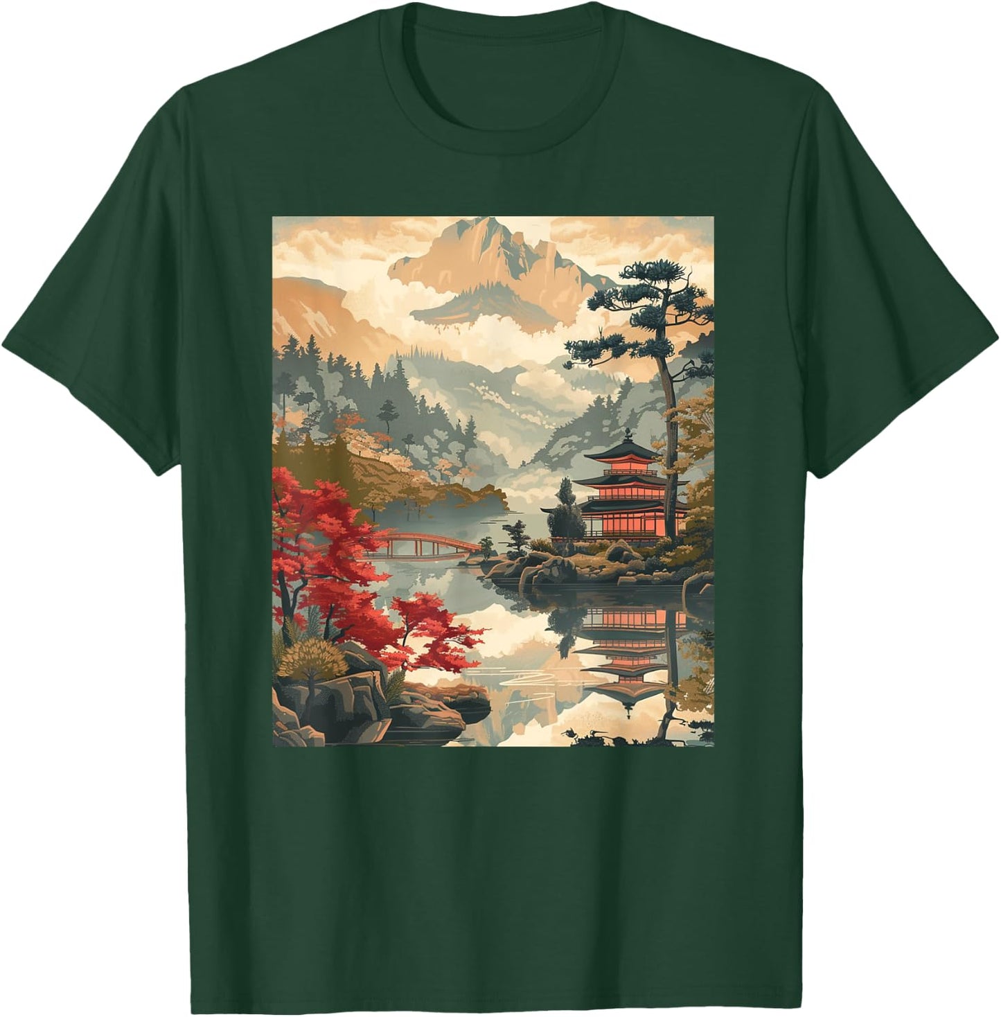 Vintage Woodblock Japanese Graphical Art T-Shirt - T-Shirt | Forest