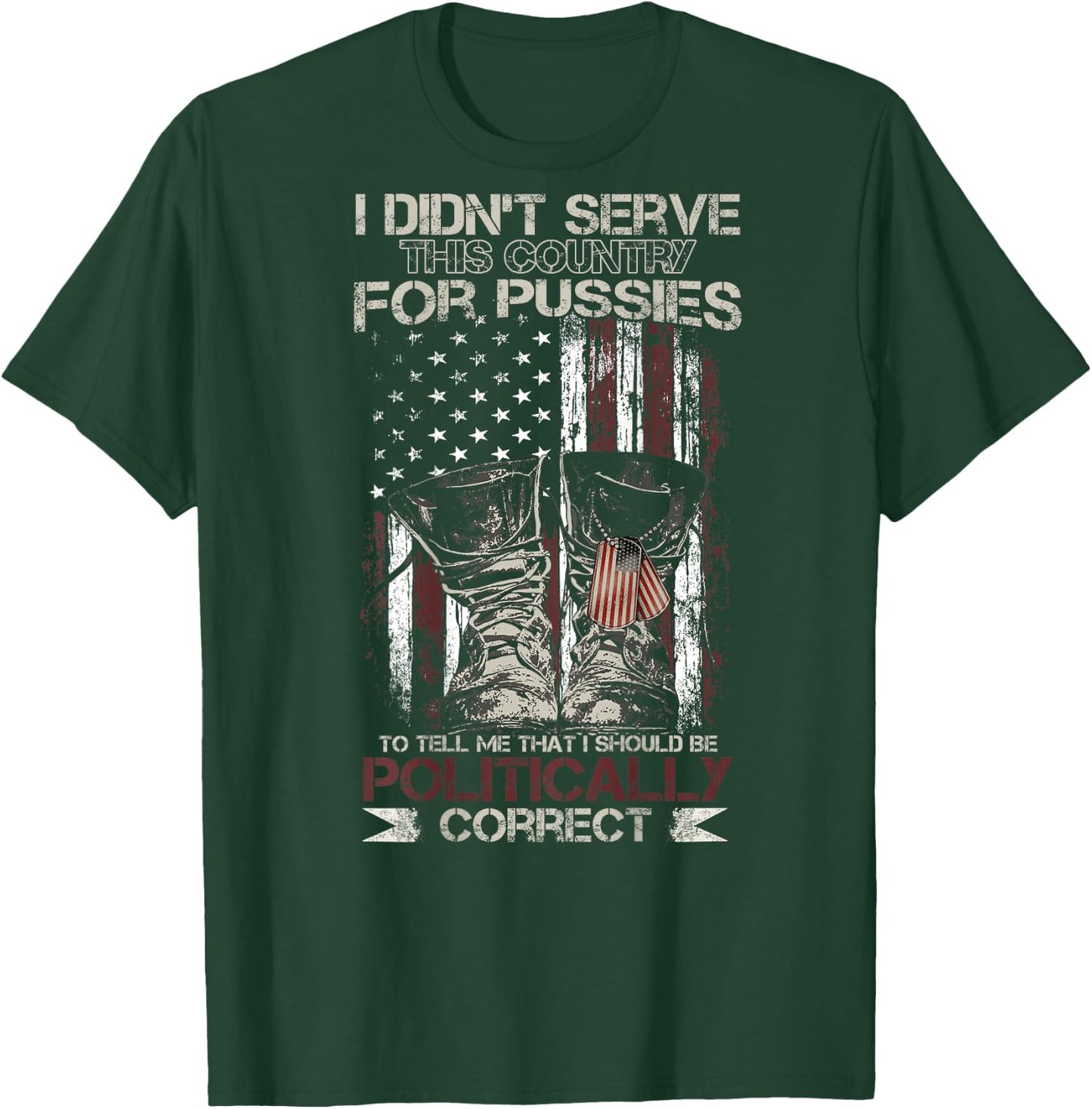 I Didn't Serve This Country For Pussies USA Flag on back T-Shirt - T-Shirt | Forest