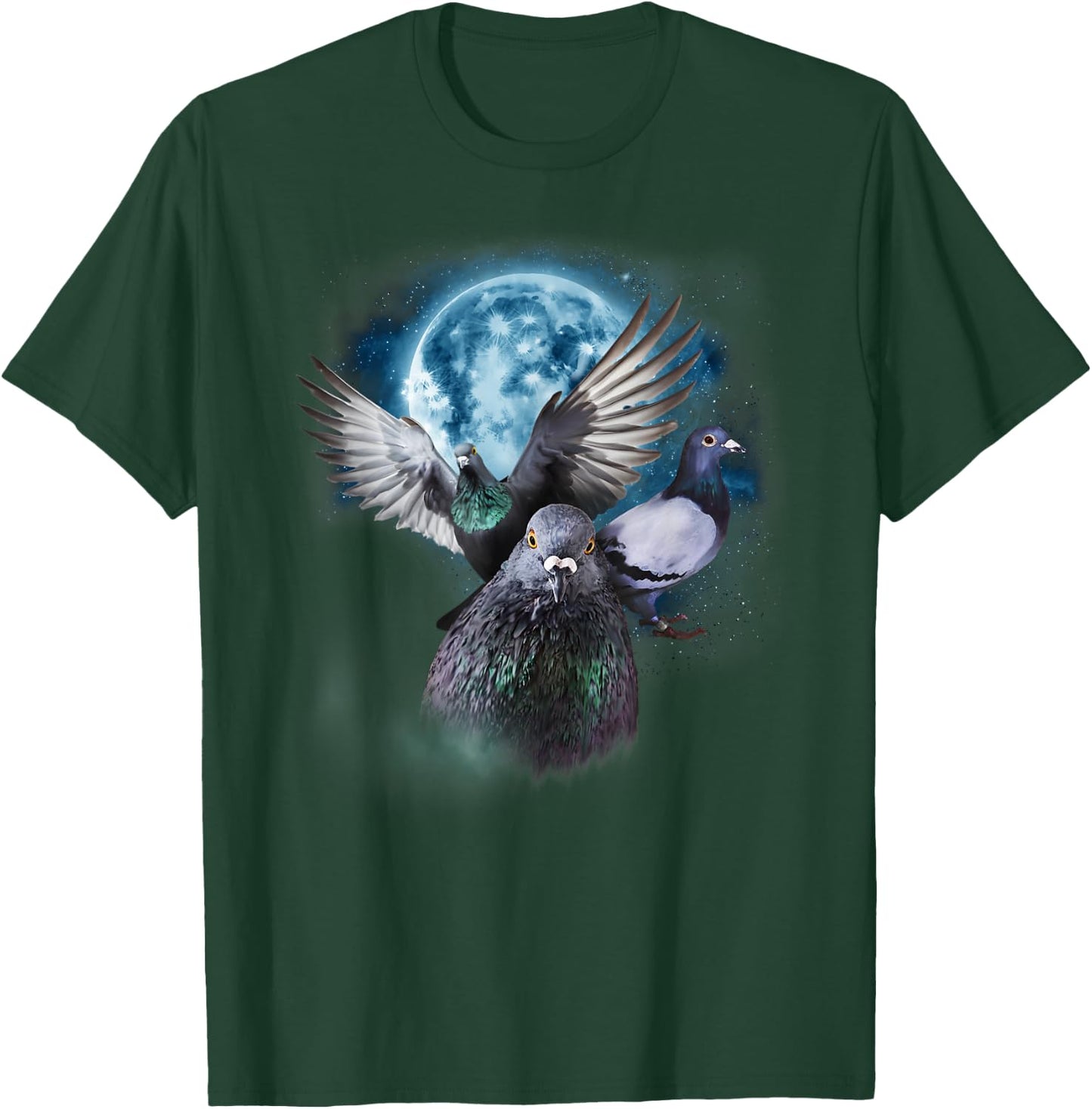Funny Pigeon Shirt - Funny Pigeons Howling at the Moon T-Shirt - T-Shirt | Forest