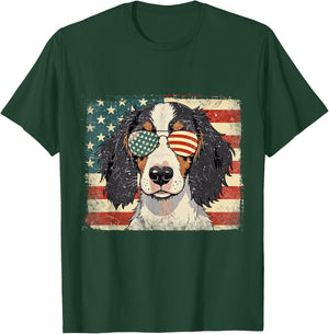 Patriotic English Setter Dog Lover USA Flag 4th Of July Men Women Kids T-Shirt - T-Shirt | Forest