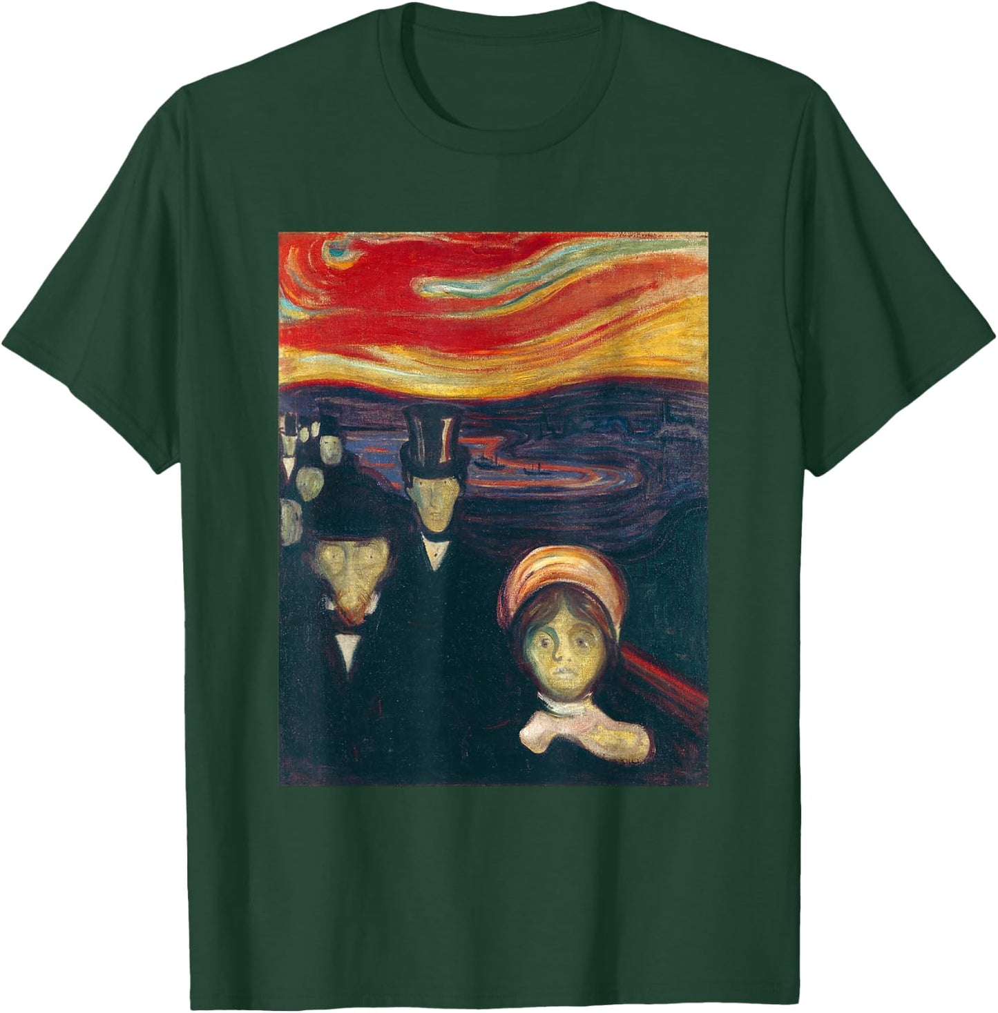 Anxiety by Edvard Expressionism Munch Art T-Shirt - T-Shirt | Forest