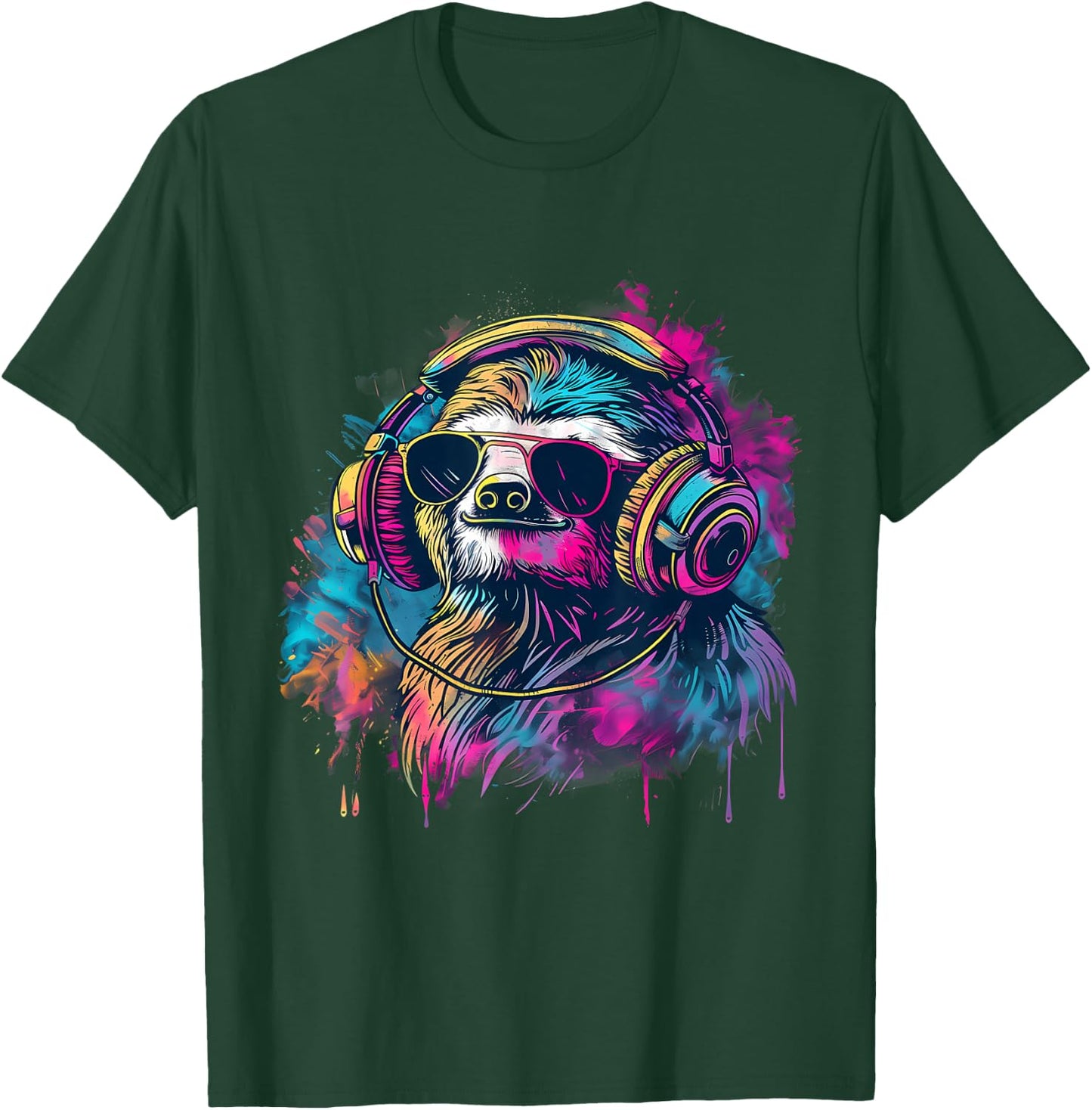 Sloth Music DJ Music Headphones Beatmaker House Music EDM T-Shirt - T-Shirt | Forest