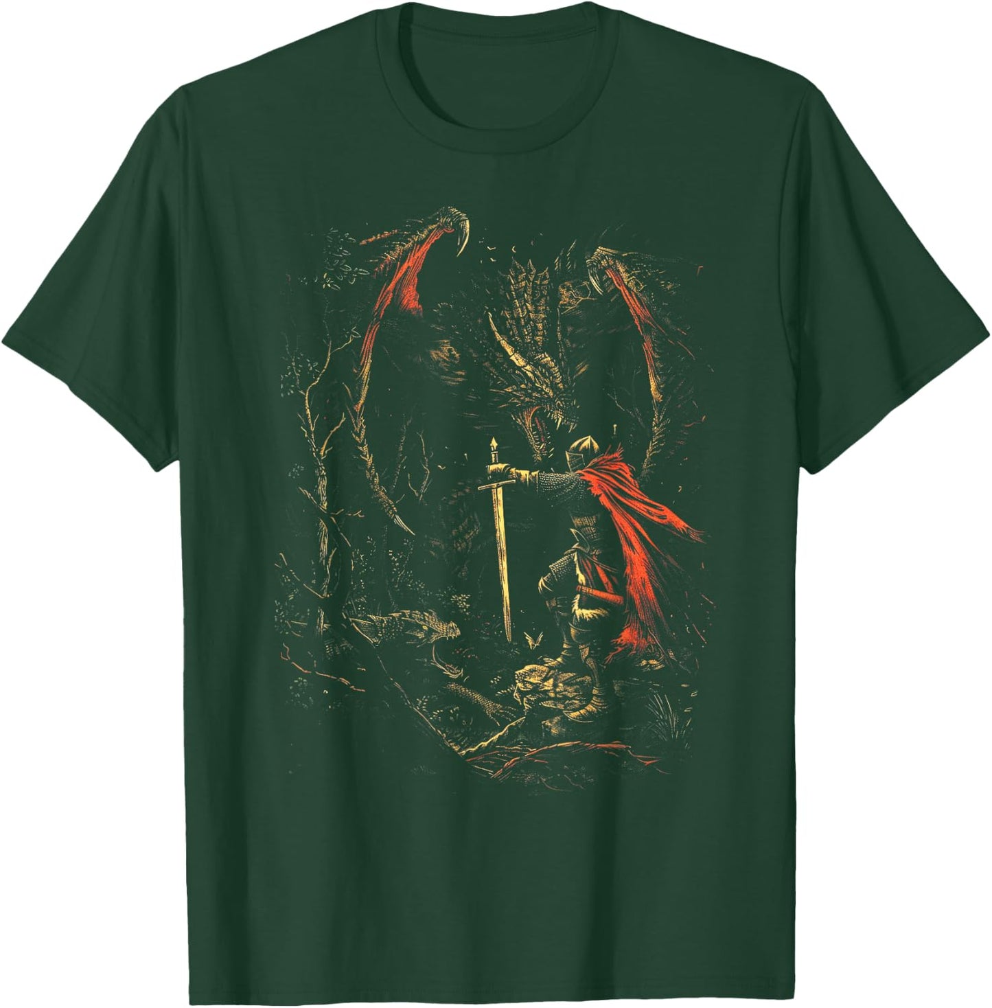 Book Fantasy Art Brave Knight Fighting T-Shirt - T-Shirt | Forest