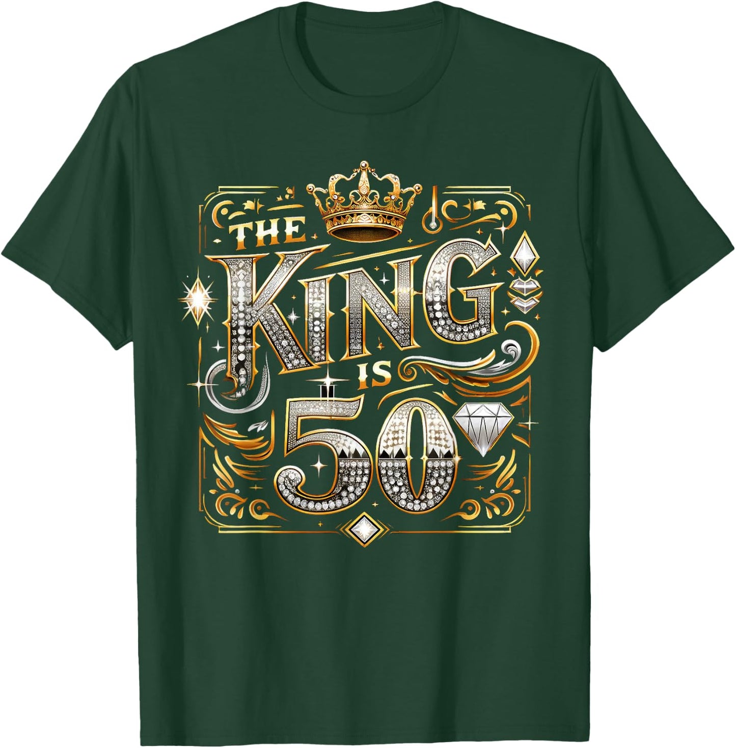 50th Birthday Gift Shirt - The King is 50 Bling T-Shirt - T-Shirt | Forest