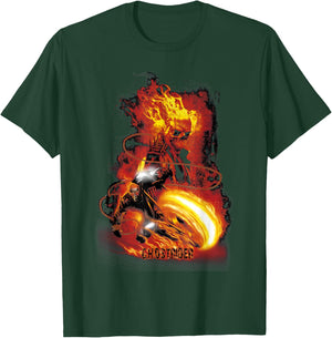 Marvel Ghost Rider Fire & Fury Motorcycle Flames T-Shirt - T-Shirt | Forest